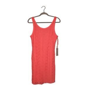 JENNIFER LOPEZ NEW $70 Coral Scoop Neck Lace Sleeveless Sheath‎ Dress Size 10